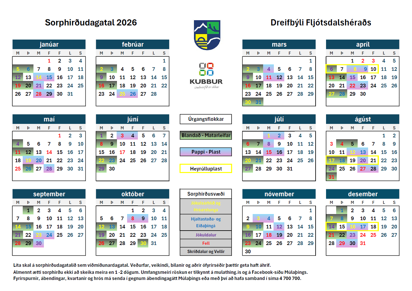 Sorphirðudagatal dreifbýilis Fljótsdalshéraðs 206
